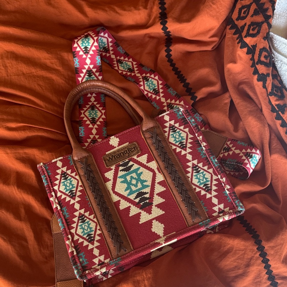 Wrangler Red and Brown Geometric Shoulder Bag